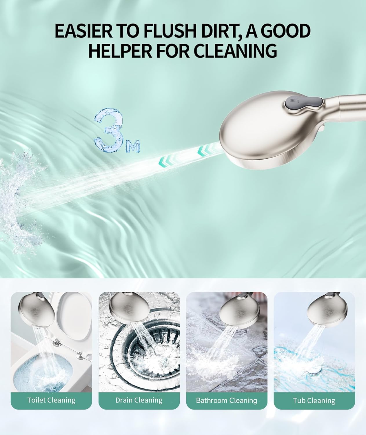 SR SUN RISE Filtered Shower Head with Handheld High Pressure 9 Spray Mode Showerhead Detachable Shower Head Water Softener Filters Beads for Hard Water Remove Chlorine 1 Filter Chrome