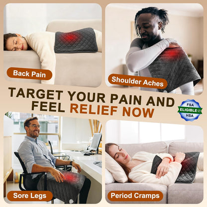 35 x 20 Inch King Size Electric Heating Pad for Back, Neck and Shoulders | FSA Eligible HSA, for Period Cramps, Abdomen and Knee, Dry or Moist Heat Use, 2H Auto Shut Off, 6 Heat Settings, Washable