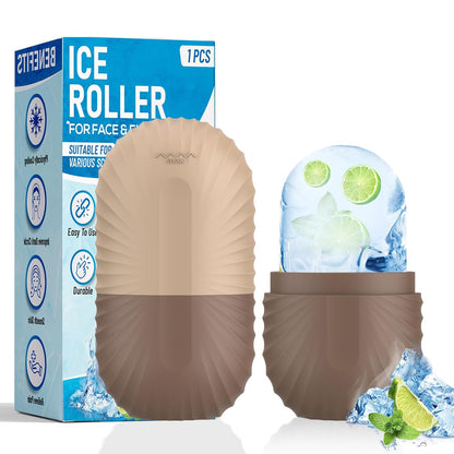 Ice Roller for Face and Eye, Reusable Silicone Ice Facial Roller Ice Holder, Face Ice Mold Skin Care, Ice Cube Roller for Shrink Pores Anti Wrinkle Reduce Puffiness, Black