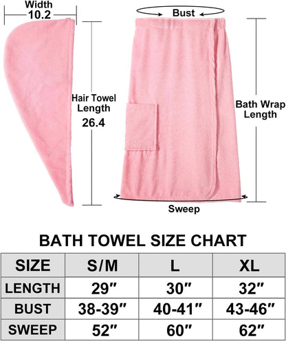 Kniffi Women's Spa Wrap & Hair Towel Body Wrap Adjustable Closure Bathrobe