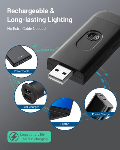 DEWENWILS USB Rechargeable Book Light for Reading in Bed, LED Book Reading Lights with Clip, Perfect for Bookworms, Kids, Warm White, Brightness Adjustable (Blue)
