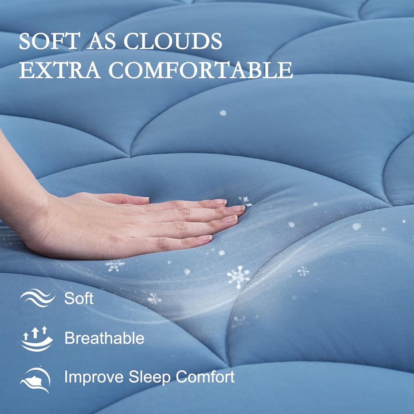 YOUR MOON Queen Size Cooling Mattress Pad, Cool Mattress Topper for Hot Sleepers, Soft Breathable Noiseless Pillow Top Cover, Quilted Fitted Bed Pad for 8''-16'' Deep Pocket, 500GSM (Gray)