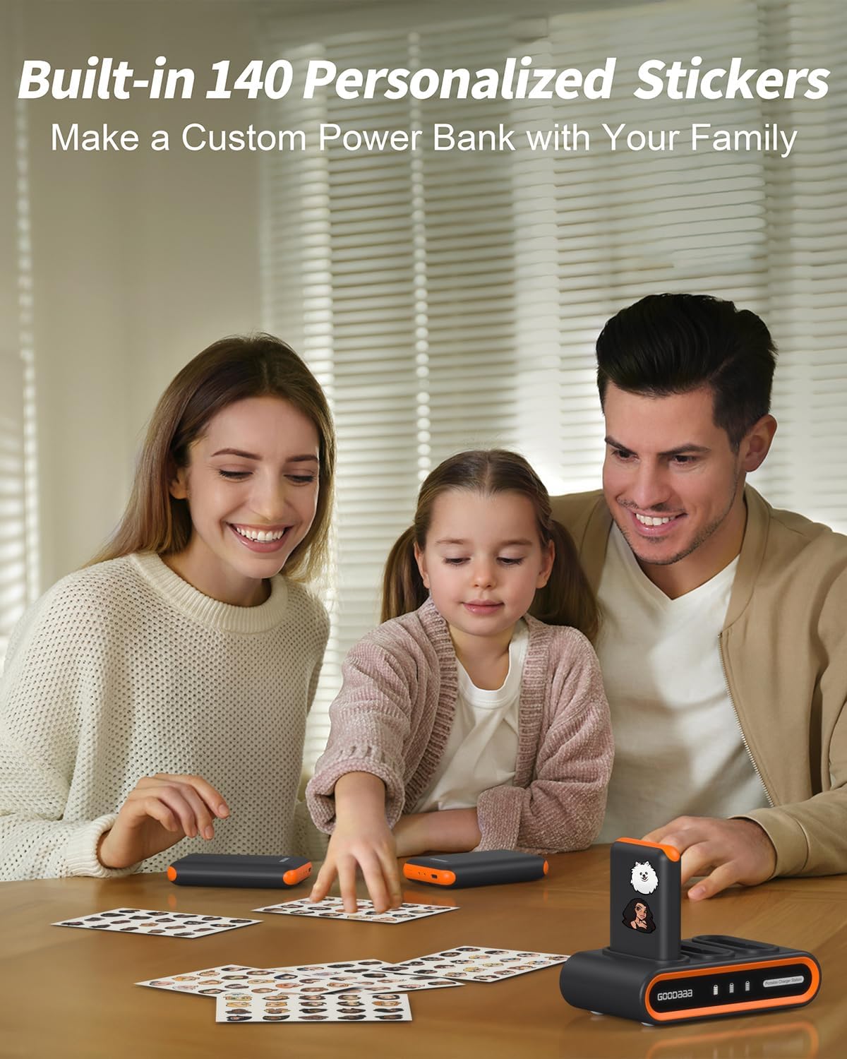 GOODaaa Portable Charger, 10000mAh Slim Power Bank Built in Cables