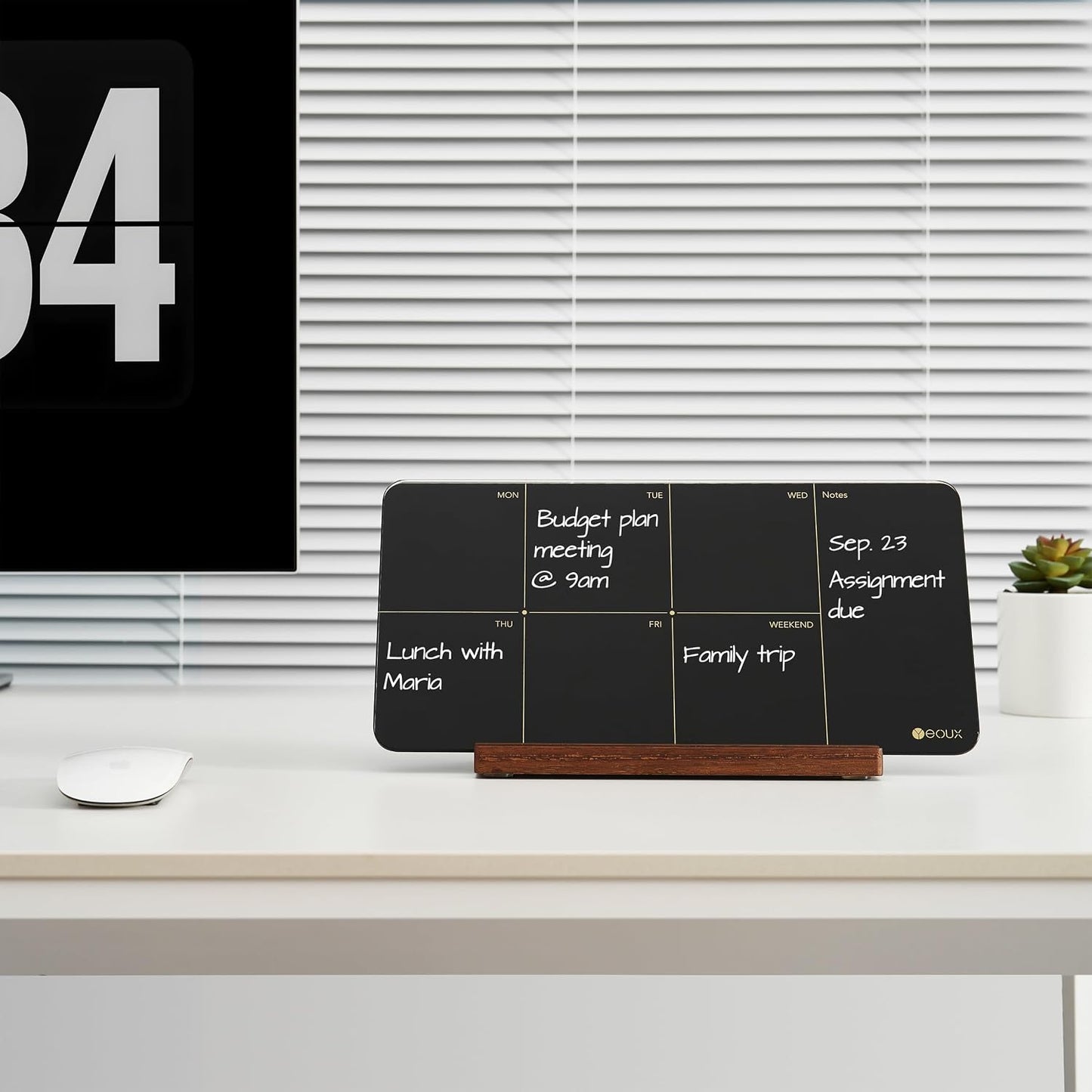 Desktop Glass Weekly Planner Whiteboard with Detachable Wood Stand,Small Portable Dry Erase Calendar to Do List White Board 12x6" for Office, Home, Schools, Marker&Eraser Included, Yeoux