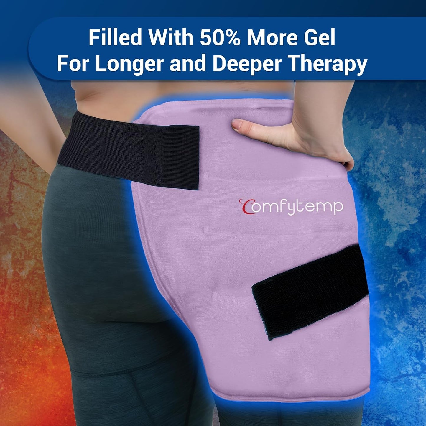 Comfytemp Hip Ice Pack Wrap for Sciatica Pain Relief, Hip Replacement Kit After Surgery, Reusable Gel Ice Pack for Injuries, Hot Cold Compress Recovery Items Physical Therapy for Men Women (L/XL/2XL)
