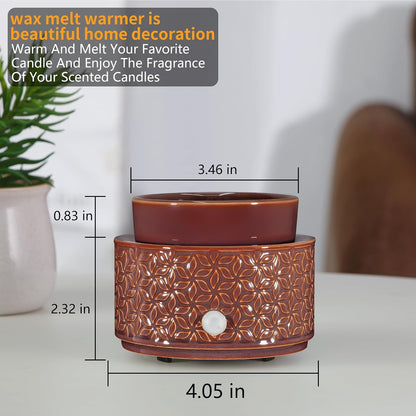 Ceramic Wax Melt Warmer, Fragrance Wax Warmer 4-in-1 Electric Candle Wax Melter and Wax Cubes for Home Office Bedroom Aromatherapy Essential Oil Burner is Birthday Gifts for Women Mom Girl(Dark Brown)