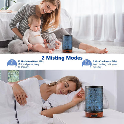 EQUSUPRO Essential Oil Diffuser 300ml Metal Electric Ultrasonic Diffuser for Large Room with Auto Shut-Off, 4 Timer Setting &7 Colors Night Light for Home