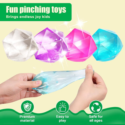 3pack Stress Cube Squishy Stress Balls for Adults Kids Fidget Toy for Your Best Mellow and Chill -Ice Cubes-Square Shape with Filling in Pink Purple Blue (3pcs Cube )