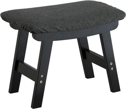 Foot Stool Ottoman Foot Rest Under Desk,Small Stool for Living Room, Bedroom and Kitchen (Brown Legs - Beige Stool Surface)