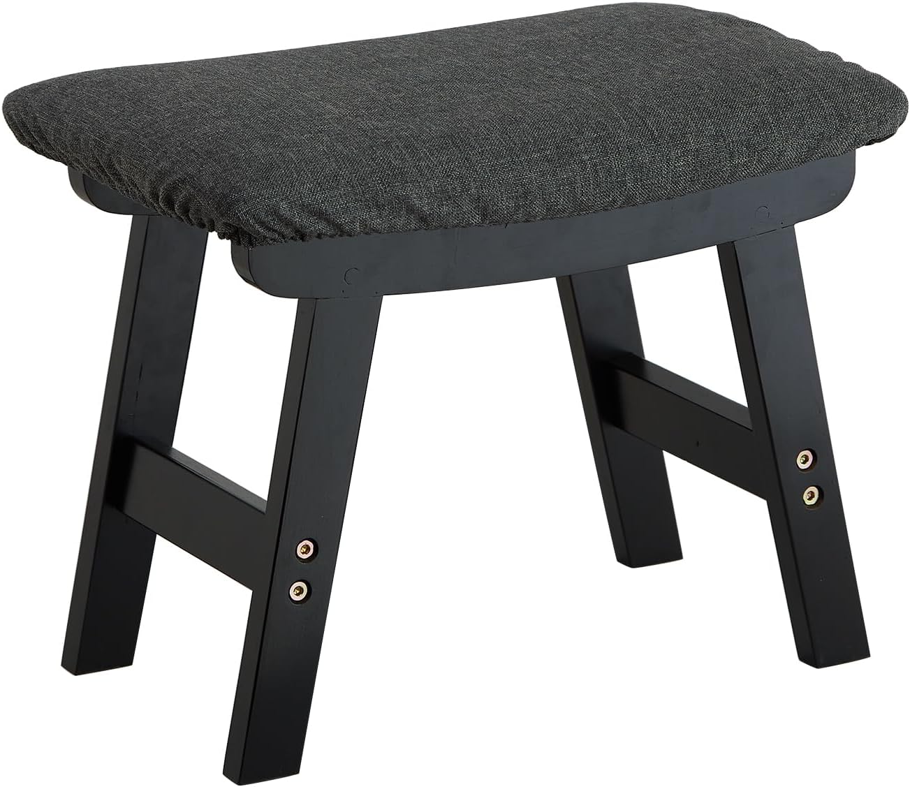 Foot Stool Ottoman Foot Rest Under Desk,Small Stool for Living Room, Bedroom and Kitchen (Brown Legs - Beige Stool Surface)