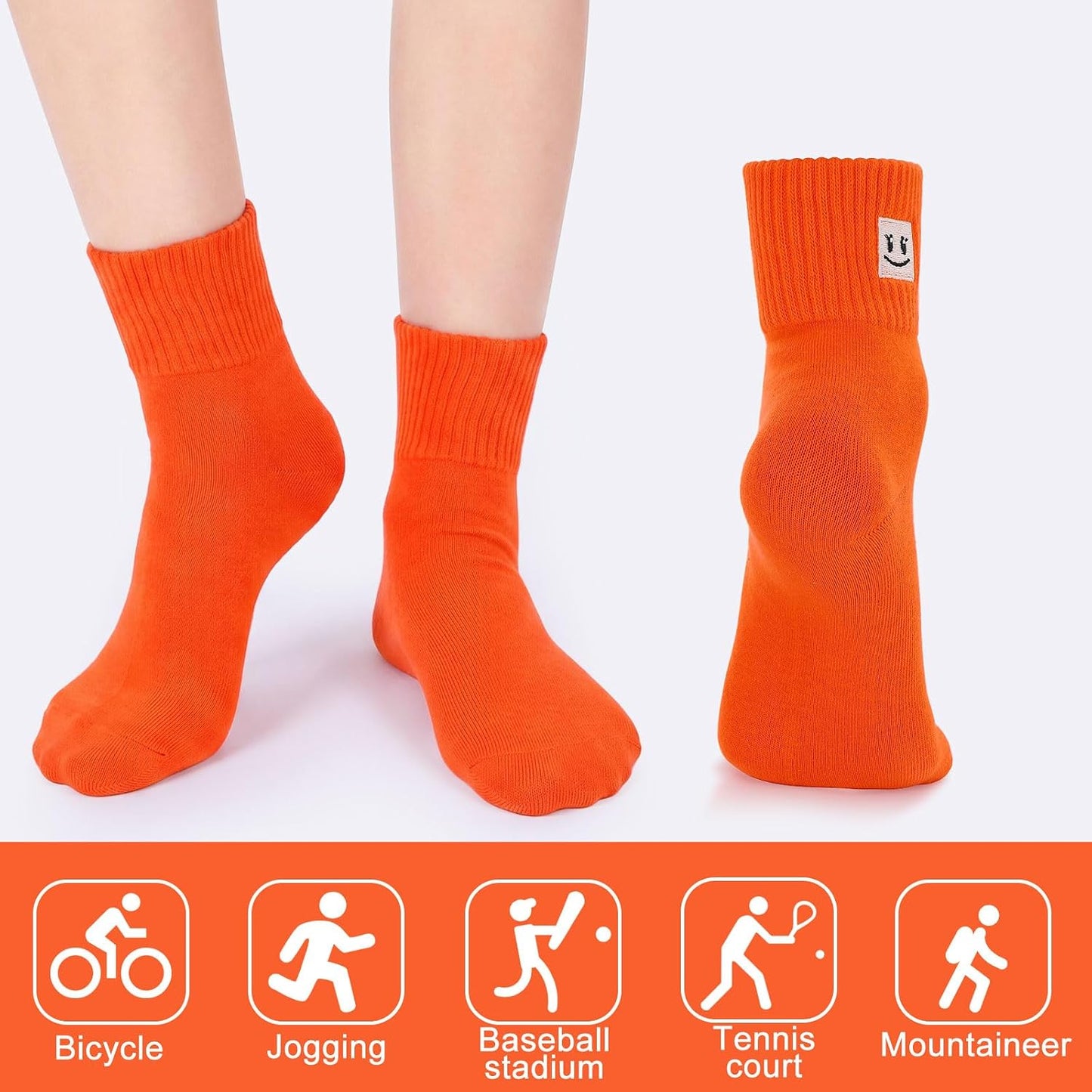 Eurzom 10 Pairs Socks Womens Crew Elastic Ankle Length Cotton Socks Aesthetic Cute Lightweight Low Cut Gifts for Women - Colors A