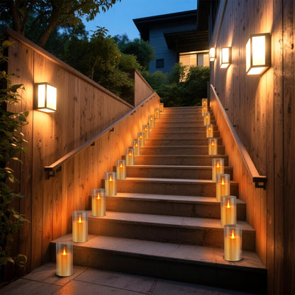 wemarry Flameless Candles 4" 5" 6" Acrylic Glass Pillars 3" Diameter Battery Operated Flickering Candles Include 8-Key Remote with Timer Function 400+ Hours (Gray, Warm Light 3 Pack)