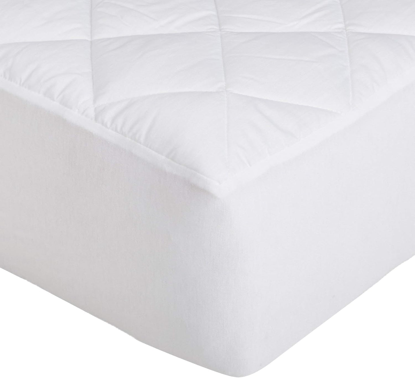 Amazon Basics Hypoallergenic Quilted Breathable Mattress Topper Pad with Protection, 18 Inches Deep, King Size, White