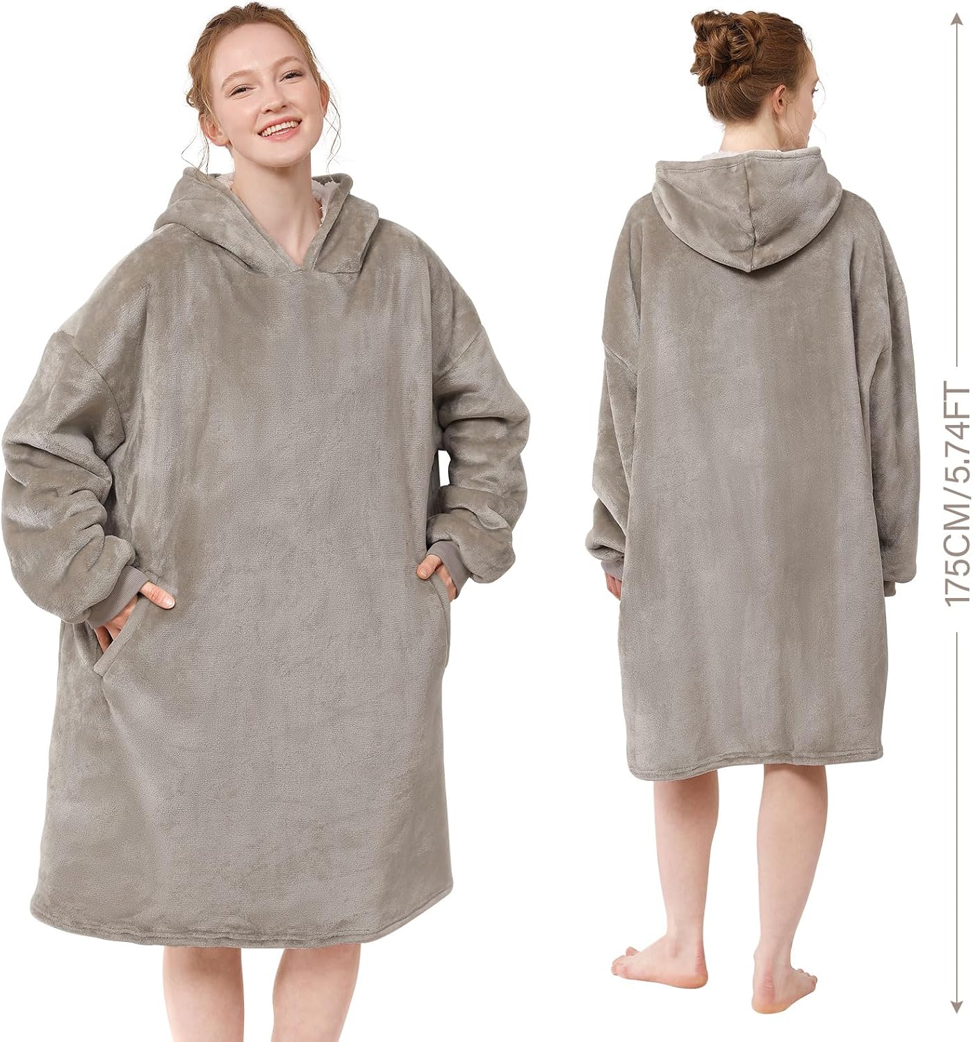 LetsFunny Blanket Hoodie,Oversized Wearable Sherpa Fleece Blanket Sweatshirt,Super Soft Warm Cozy with Giant Pocket,Gifts for Women Men Adults Teenagers, One Size Fits All