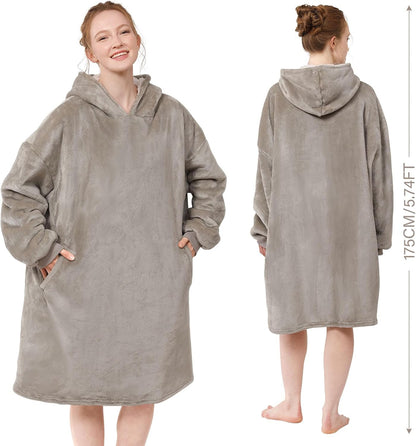 LetsFunny Blanket Hoodie,Oversized Wearable Sherpa Fleece Blanket Sweatshirt,Super Soft Warm Cozy with Giant Pocket,Gifts for Women Men Adults Teenagers, One Size Fits All