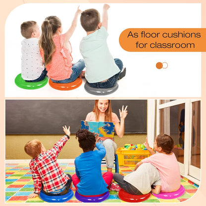 Amylove 6 Pcs Wiggle Seat Inflated Wobble Cushion for Sensory Kid 13 Inch Balance Disc Kids Flexible Seating Exercise Sensory Pad Chair Cushion for Classroom Office School (Bright)