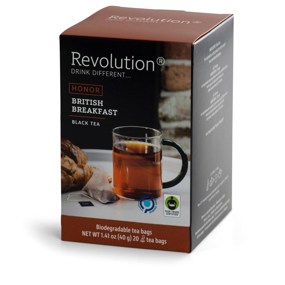 REVOLUTION TEA® English Breakfast Tea [THE ORIGINAL] – British Breakfast – Premium Full Leaf Tea – Biodegradable Infuser Tea Bags – Black Tea – 20 Bags
