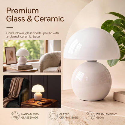 Dawnwake Mushroom Lamp Table Lamp for Bedroom-Small Desk Table Lamps,White