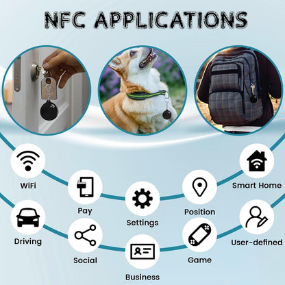ZHAOYU 10PCS Black NFC Keychains NTAG213 Chips Programmable NFC Tags NFC Keyfobs NFC Cards，Compatible with NFC-Enabled Phones & Devices