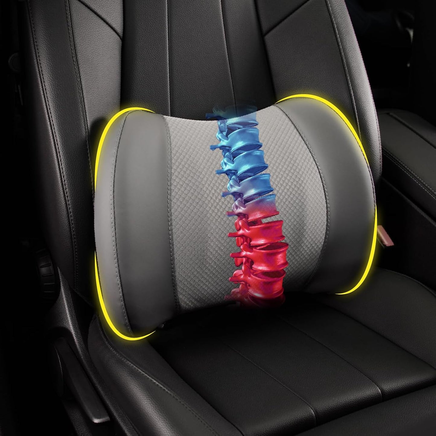 Lofty Aim Lumbar Support Pillow for Car, Car Seat Back Support for Driving | Memory Foam Car Lumbar Support for Driving Seat, Car Back Cushion, Adjustable Straps, Lower Back Pillow, Office Chairs, Black