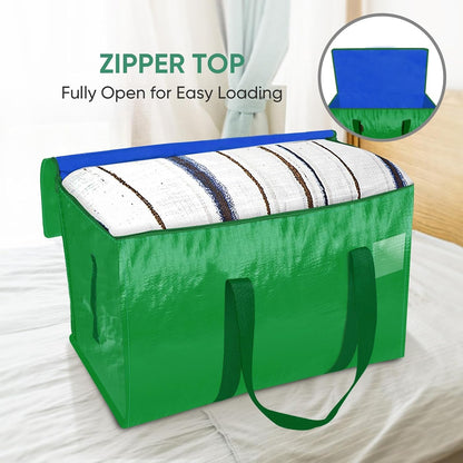 BALEINE Oversized Moving Bags with Reinforced Handles, Heavy-Duty Storage Tote for Clothes, Moving Supplies (Clear)