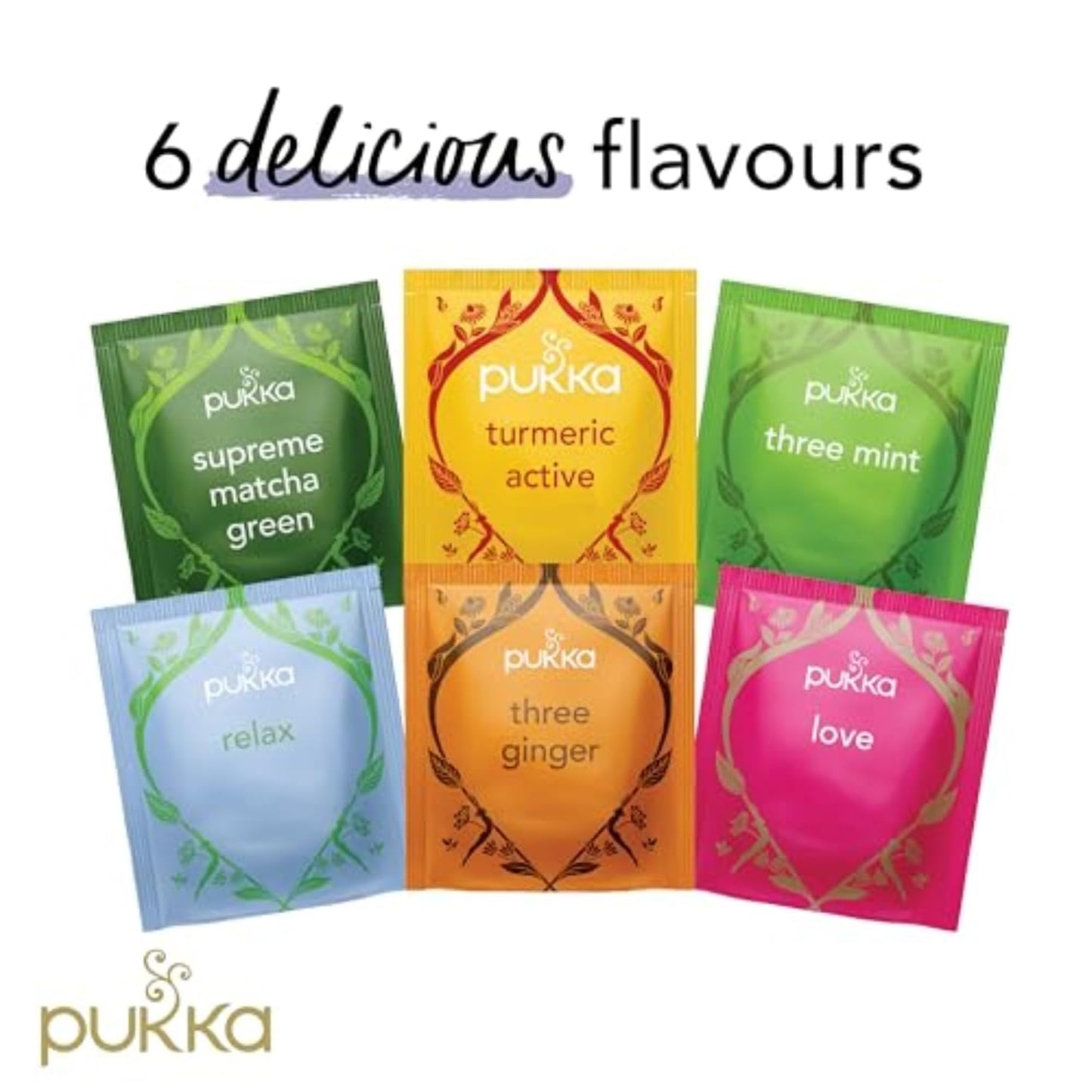 Pukka Organic Herbal Tea Sampler 90-Pack Caffeine Free Wellness Collection with Chamomile Vanilla Manuka Honey Lemon Ginger Three Mint Night Time Premium Tea Bags