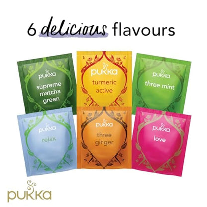 Pukka Organic Herbal Tea Sampler 90-Pack Caffeine Free Wellness Collection with Chamomile Vanilla Manuka Honey Lemon Ginger Three Mint Night Time Premium Tea Bags