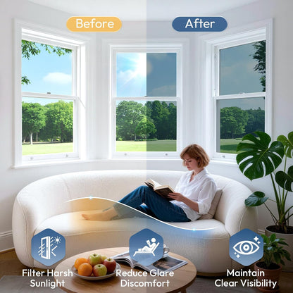 rabbitgoo Window Tint for Home with Tools, Black Silver, 17.5" x 78.7"