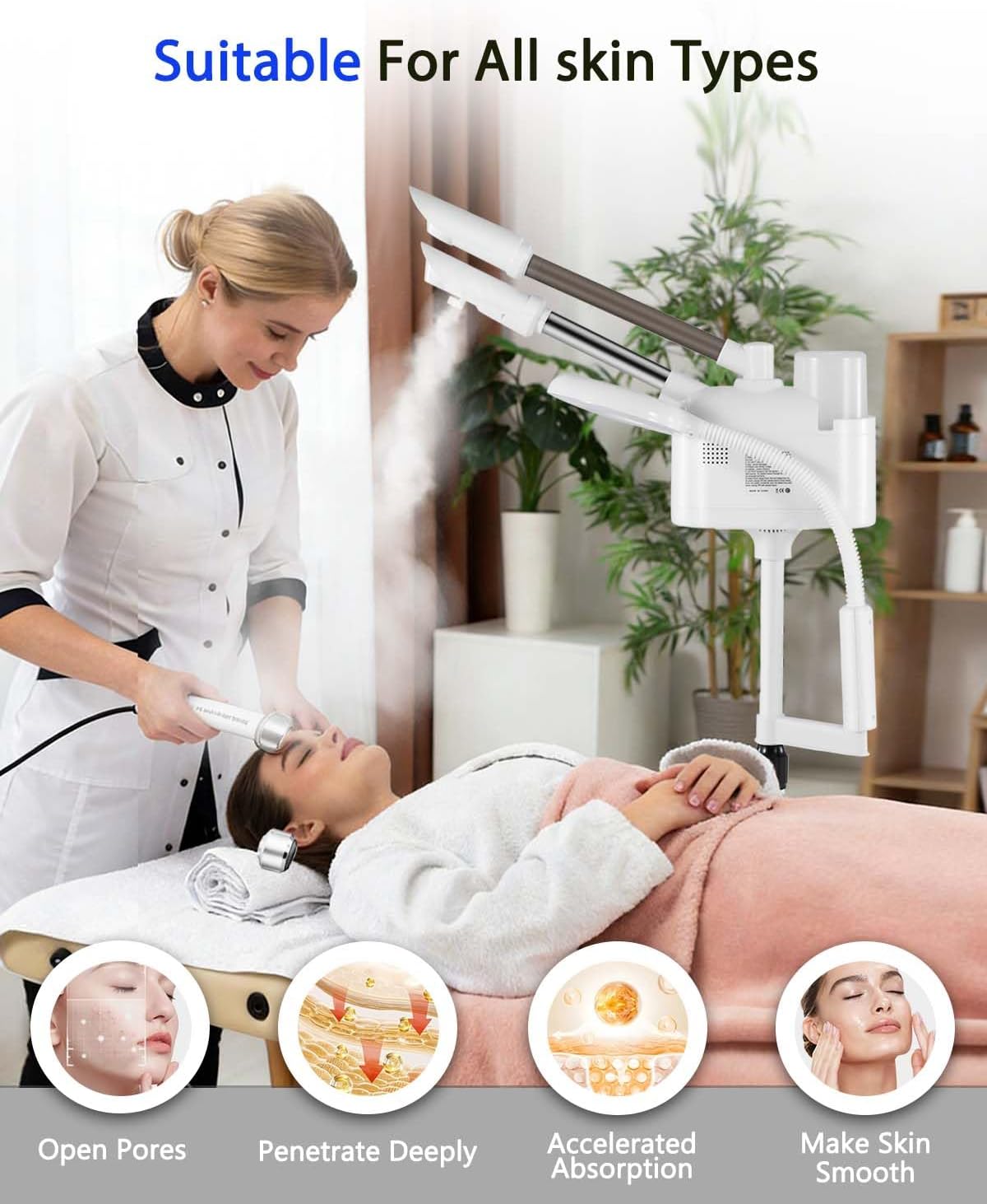Artist hand Facial Steamer Professional 3 in 1 Hot and Cold Facial Steamer with 5X LED Magnifying Lamp, Esthetician Face Steamer Fast Heating for Beauty Salon Spa Home Use