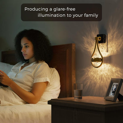 L LOHAS LED Night Lights Plug into wall, Amber Night Light with Adjustable Brightness, Plug in NightLight with Auto Light Sensor, Wall Sconce-Style Design Night Light for Bathroom,Hallway, 2 Pack