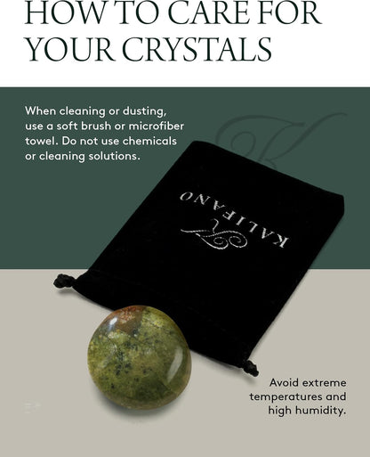 KALIFANO Palm Stone with Healing & Calming Effects - AAA+ Grade High Energy Worry Stone with Information Card - Reiki Crystal Used for Courage (Family Owned and Operated)