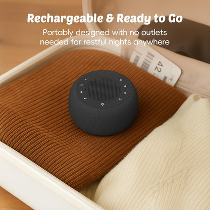 Buffbee Alarm Clock with Sound Machine for Bedrooms – 2-in-1 White Noise Machine for Sleep, Gentle Wake-Up with Soft Alarm Sounds, Ambient Night Light, Plug-in, Sleep Better, Wake Gently
