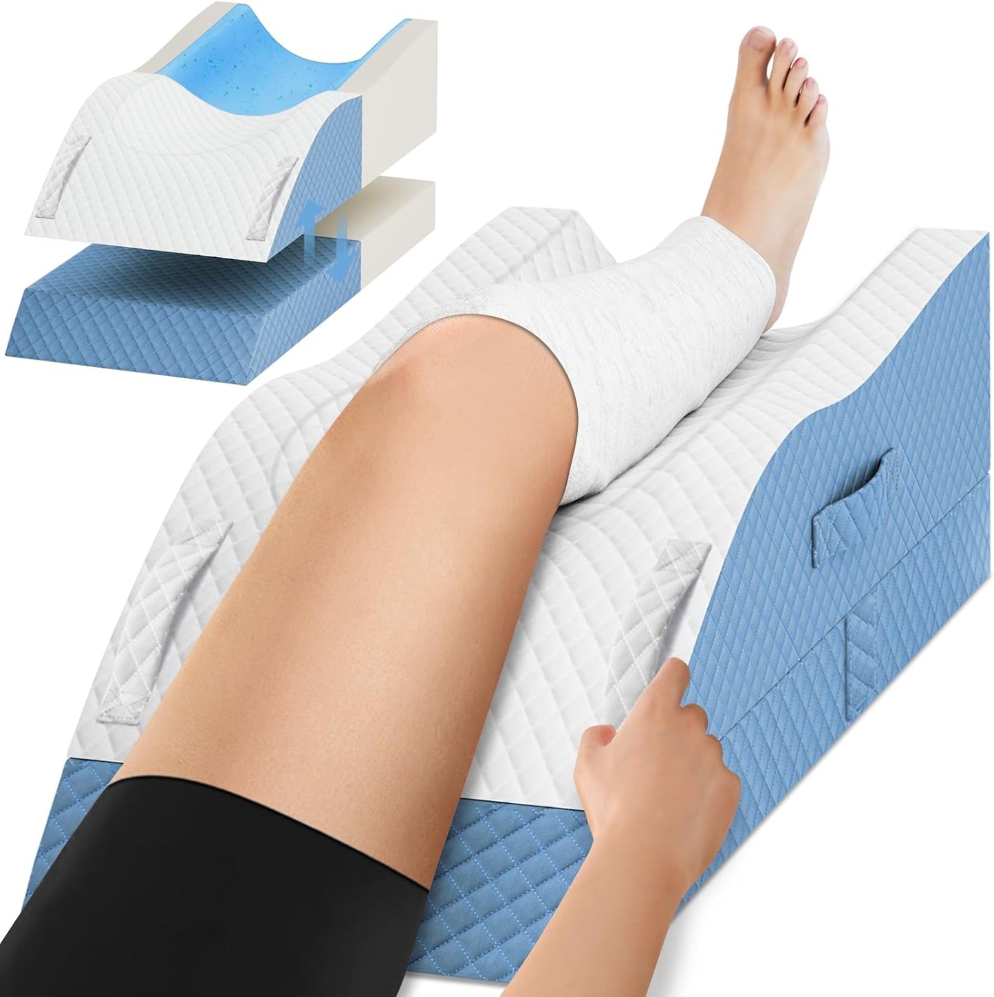 TranquilRelax Elevation Pillows for Leg After Surgery, Memory Foam Adjustable Wedge Pillow for Injury or Rest, Ankle Pillow for Sleeping Blood Circulation, Grey/Single Leg