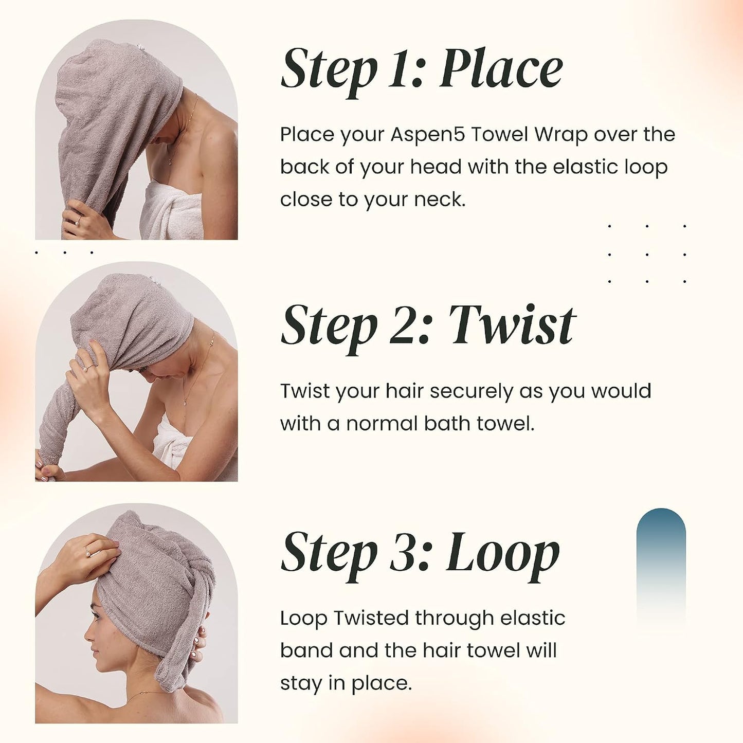 Huge Cotton Hair Towel Wrap for Women (Coral White)