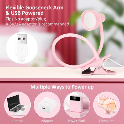 LiFMIRA Clip-on Reading Light - 3 Color Modes, 10 Dimmable Brightness, Eye Care Clamp Desk Lamp with Flexible Gooseneck for Reading in Bed, Desk, Headboard, Computer