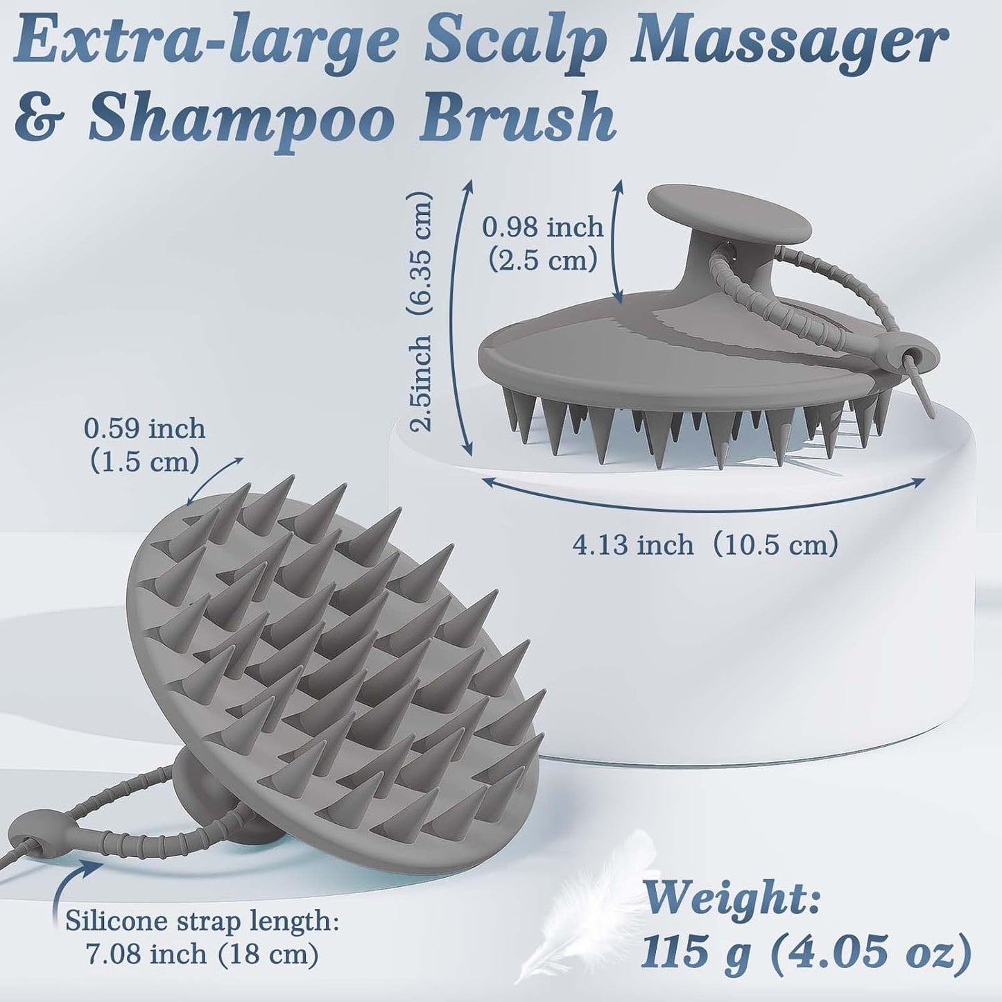 Manmihealth Silicone Back Scrubber & Soft Bath Glove, Silicone Scalp Massager Set 5 PCS, Super-Exfoliating Body Scrubber Shower Brush & Shampoo Brush Combination, with 2 Free Hooks (Style 1 Black)