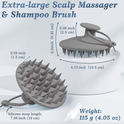 Manmihealth Silicone Back Scrubber & Soft Bath Glove, Silicone Scalp Massager Set 5 PCS, Super-Exfoliating Body Scrubber Shower Brush & Shampoo Brush Combination, with 2 Free Hooks (Style 1 Black)