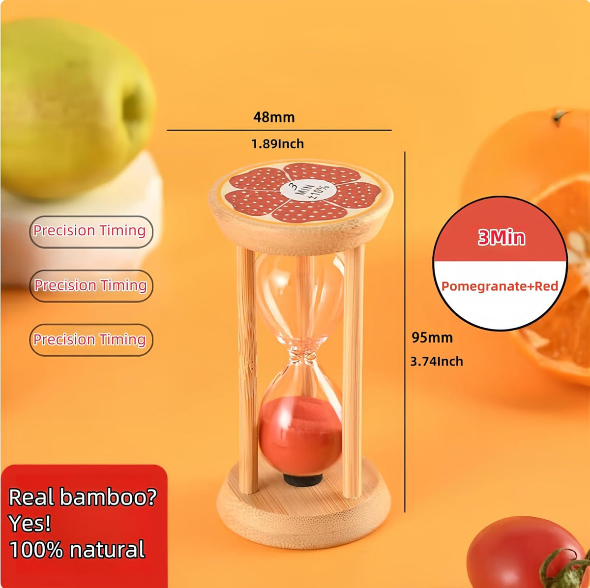 Mini Wooden Sand Timers,100% Bamboo Hourglass Sand Timers 1Min Sandglass Timer for Toothbrush Timer Games Classroom Home Office Cooking(Blue+1Min)