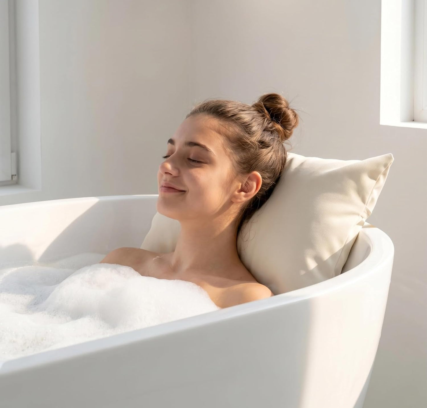 Luxury Bathtub Pillow, Skin-Friendly Cushion, Support Back, Neck & Head, Non-Slip, Adjustable Thickness Fits All Tub, Washable & Quick-Drying - Gift for Christmas Birthday Mother’s Day