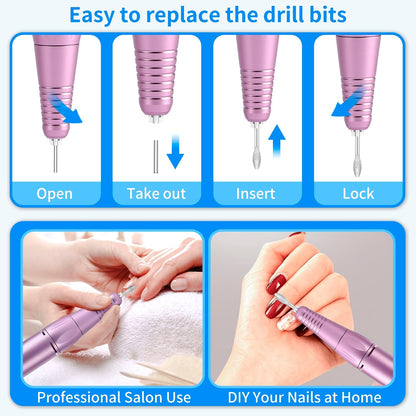 MOCOWIND Portable Nail Drill Professional 35000 RPM, Electric Nail E File