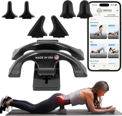 Thrival Arch Back Stretcher - Psoas Muscle Release Tool App for Hip Flexor, Back, Glute, Iliacus, and Neck - Spine Decompressor, Trigger Point, and Myofascial Release – Carbon Black