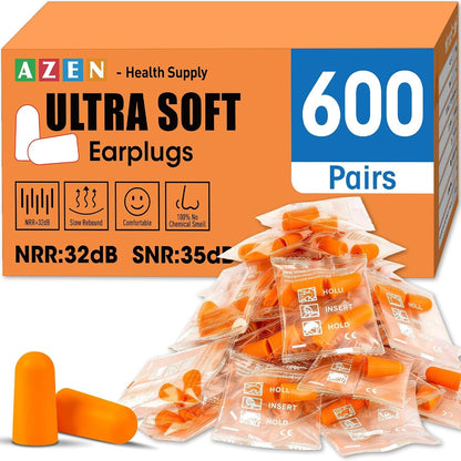 AZEN 100 Pairs Ear Plugs Bulk, NRR 32dB Soft Foam Ear Plugs for Sleeping Noise Cancelling, Earplugs for Concerts Shooting Swimming Noise Reduction (Lake Blue)