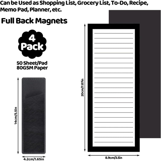 Thboxes 4 Pack Magnetic Note Pad for Fridge with Pen Holder, Totally 200 Sheets Grocery List Magnet Pad for Refrigerator Magnetic Shopping List Pad（Fruit Design）
