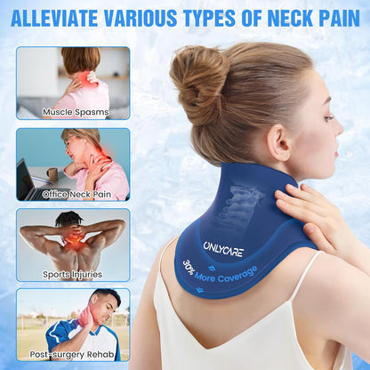ONLYCARE Neck Ice Pack Wrap Gel - Upgraded Ice Packs for Neck Reusable, Hot and Cold Compress, Relief of Pain, Swelling, Sprains, Office Pressure