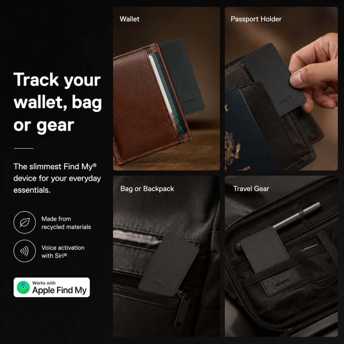 Ekster Finder Card,Wallet Tracker Card,Rechargeable Bluetooth Tracking Card