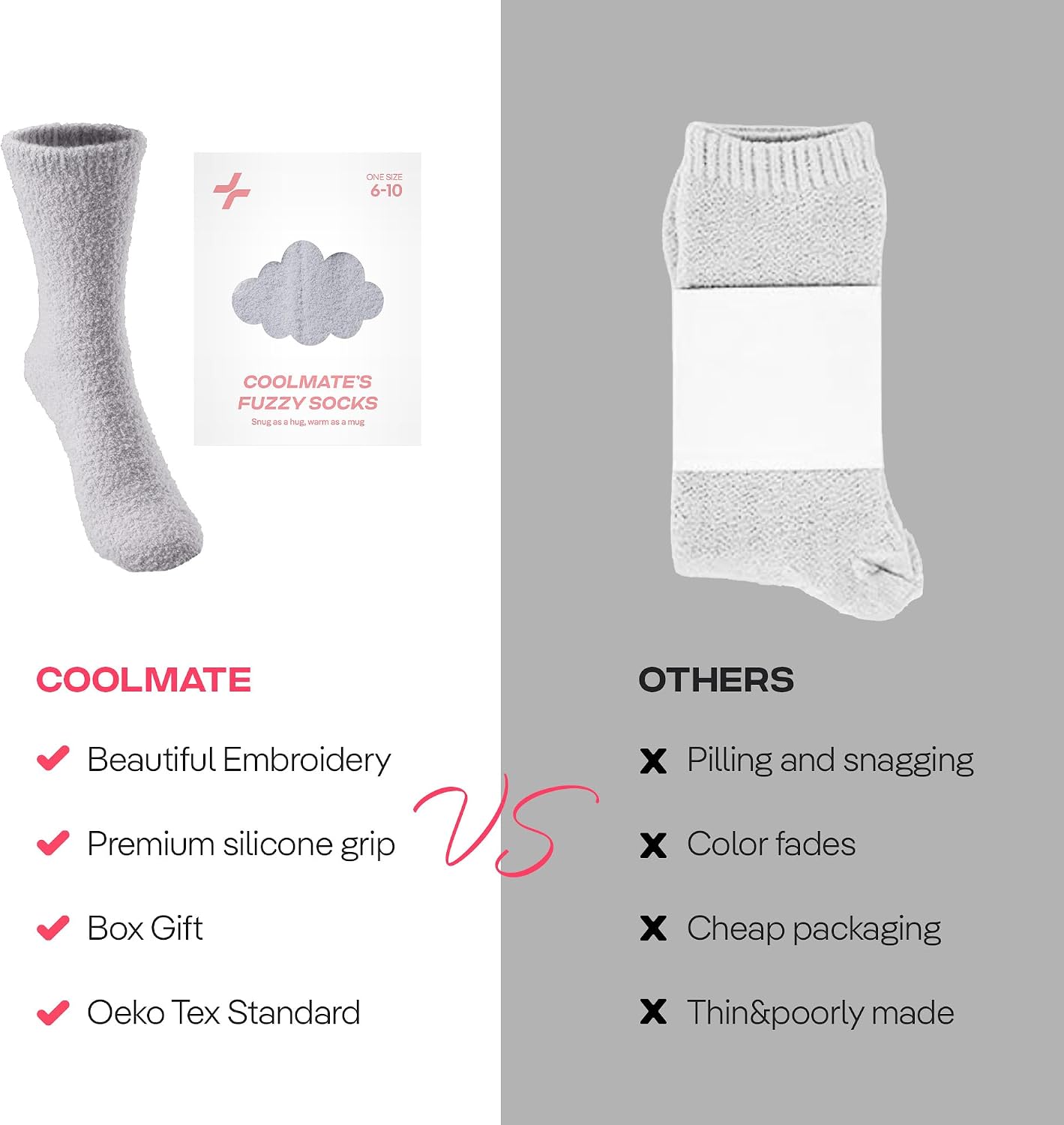 COOLMATE Fuzzy Socks for Women Gift Box – Cozy Soft Cloud Socks for Spa Home, Mother’s Day Gifts for Mom Grandma