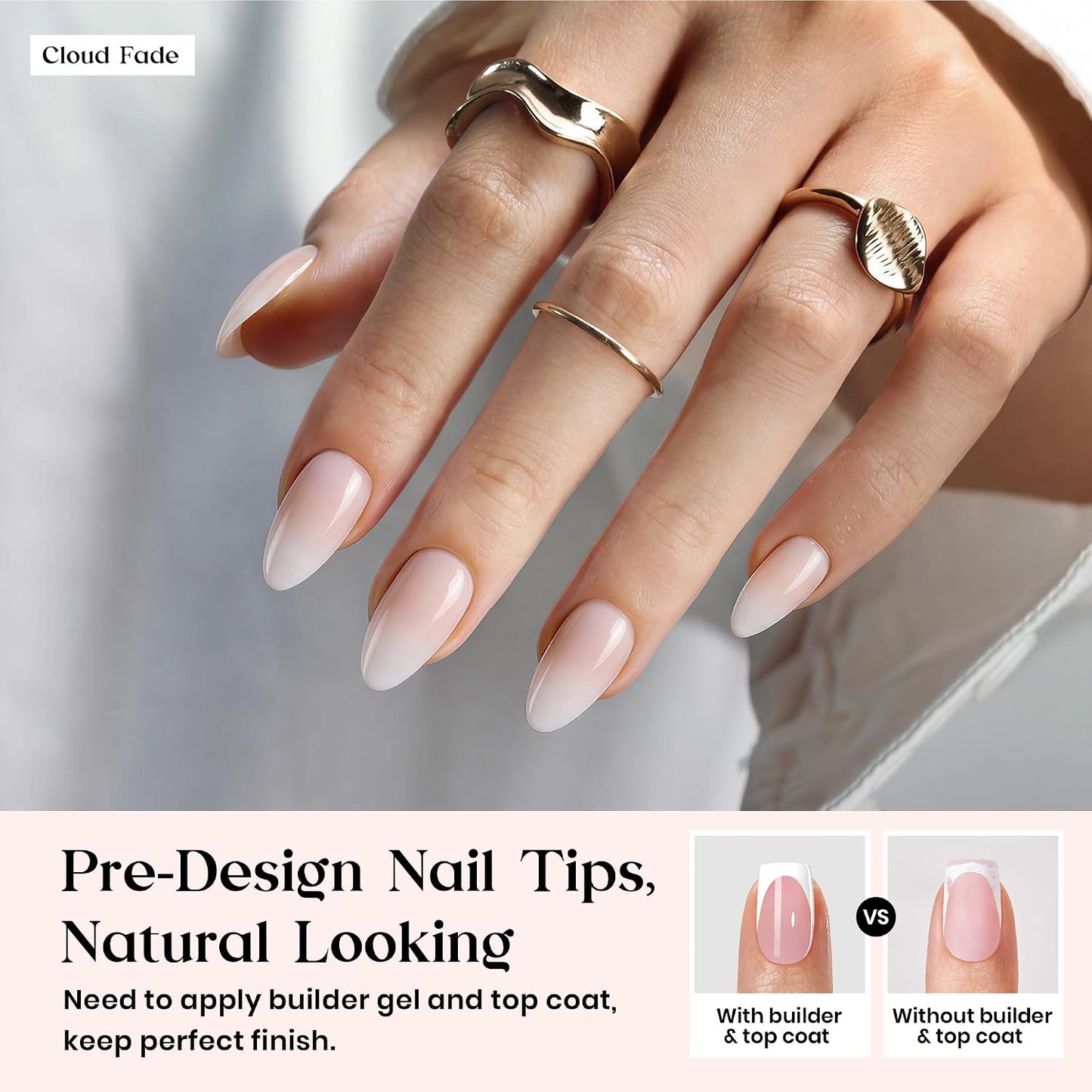 Beetles Press On Nail Kit-Short Square French Tip Press On Nails, 150Pcs Pink French Nail Tips with Nail Glue & Remover Builder Top Coat Nail Lamp, All-in-One DIY Fake Nails Gift for Women