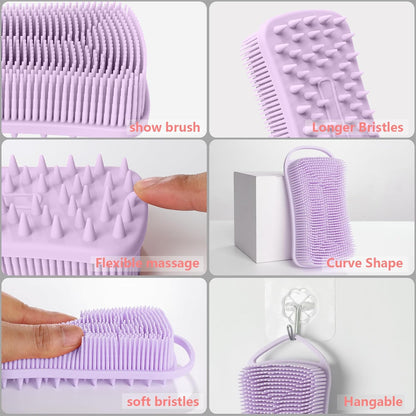 2PCS Silicone Body Scrubber, Loofah for Women, Gentle Exfoliating Shower Cleaner Bath Brush, Rubber Body Wash Deep Cleaning & Exfoliator & Massage, Travel-Friendly for Bathroom