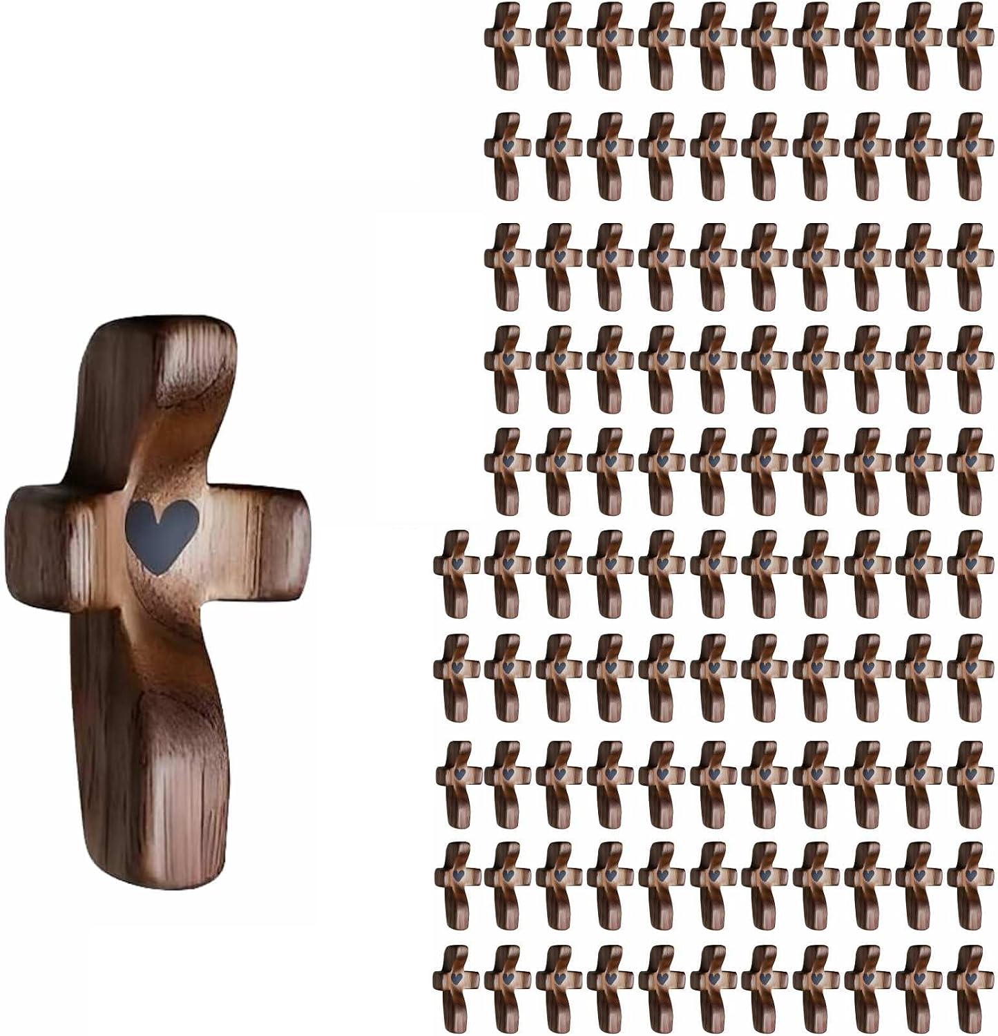 Cross My Heart/Encouragement Gift Wood Comfort Pocket Prayer Cross for Clutching, Clinging and Praying Christian Religious Gift