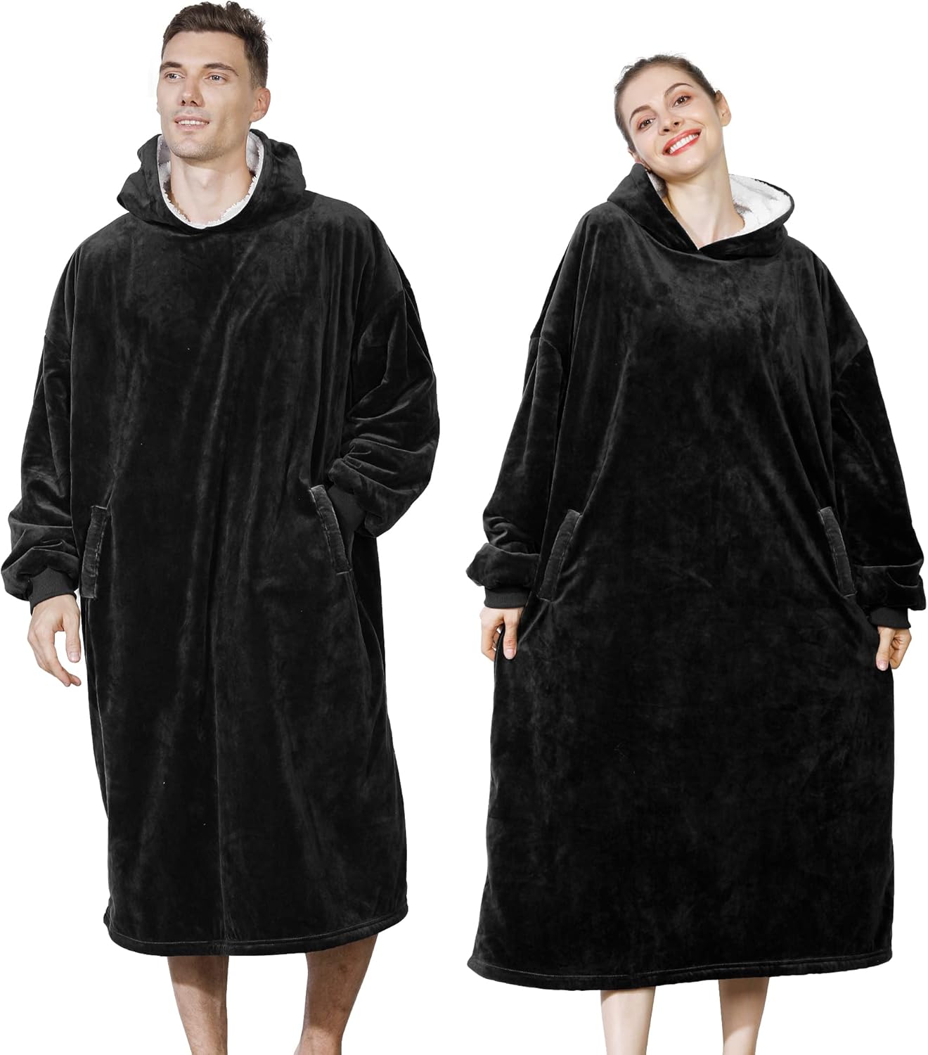 AmyHomie Wearable Blanket Hoodie for Adults & Teens,Oversized Sherpa Hooded Blanket,Warm Cozy Blanket Sweatshirt as Christmas Birthday Gifts for Women Men